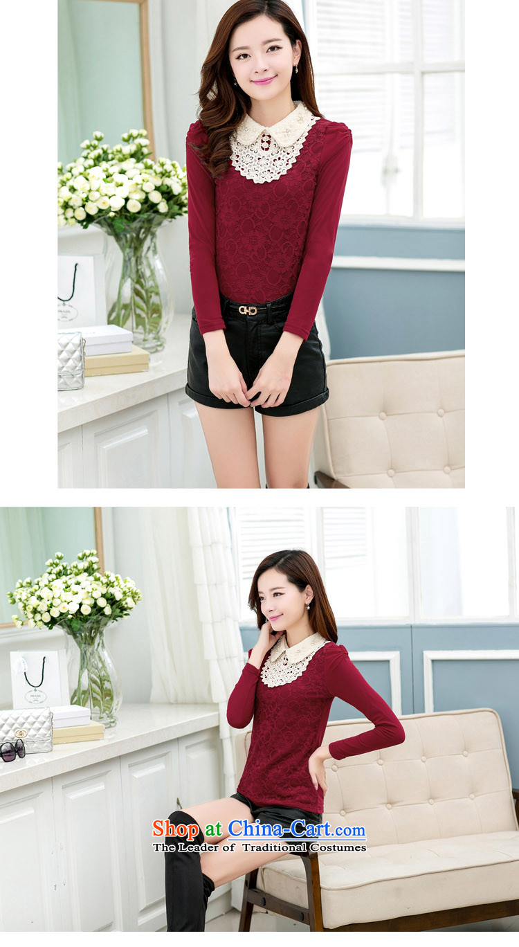 Create the  2015 autumn billion new Korean version of large numbers of female add lint-free thick dolls collar warm long-sleeved shirt G8876 forming the lace black XXL picture, prices, brand platters! The elections are supplied in the national character of distribution, so action, buy now enjoy more preferential! As soon as possible.