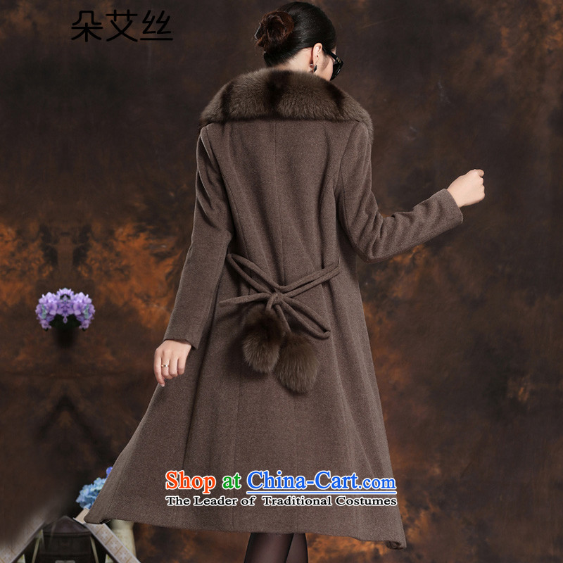 High-end women's gross for long, fox cashmere overcoat female new 2015 Fall/Winter Collections thick hair girl in the jacket? Long Korean wool coat and Sau San? XXL, color flower HIV silk , , , shopping on the Internet