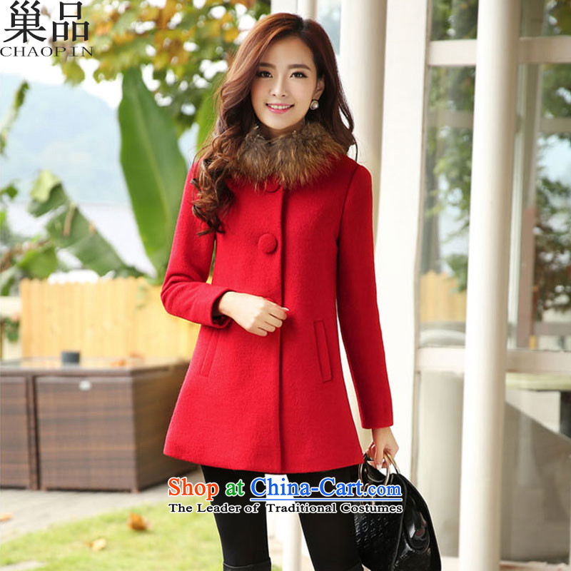The nest products sweater in autumn and winter coats female long Korean jacket, a gross? With gross_ Red L