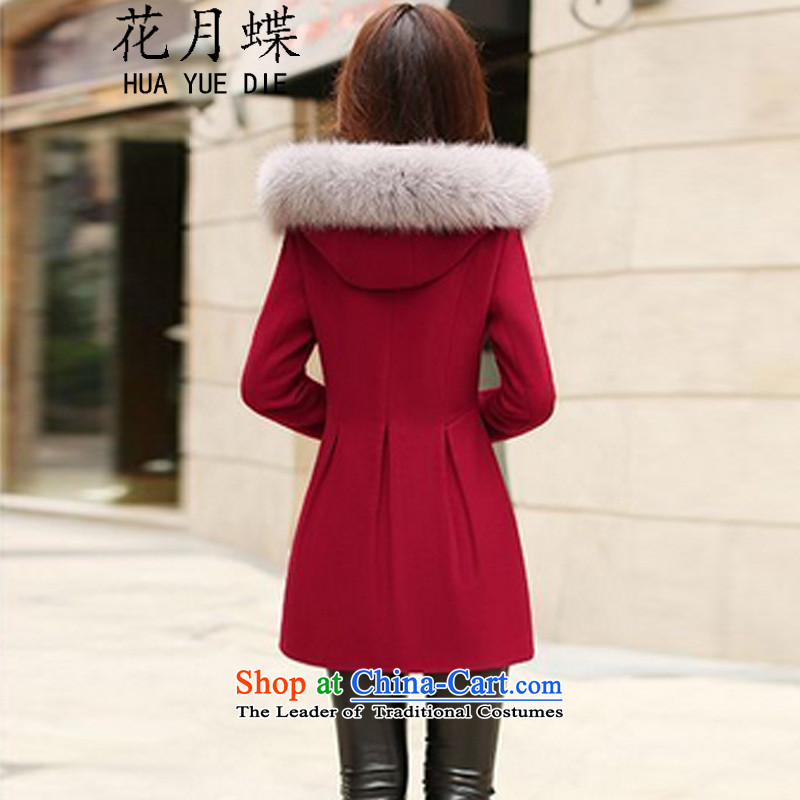 In the time of the sphenoid 2015 winter clothing new Korean edition suits for long long-sleeved double-Large Wild Hair? warm jacket women S, in the time of leather toner Butterfly (HUA YUE DIE) , , , shopping on the Internet