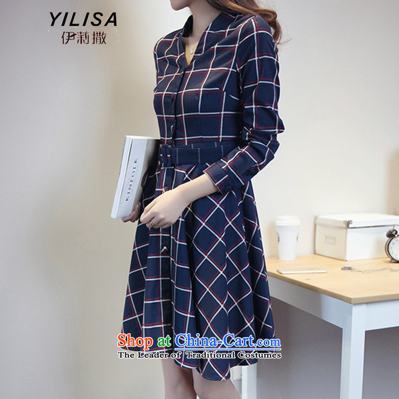 Elizabeth to sub-XL women new fall inside the skirt thick MM stylish Fall/Winter Collections, forming the grid Foutune of Sau San video thin dresses W9615 picture color 3XL, Elizabeth (YILISA sub-shopping on the Internet has been pressed.)