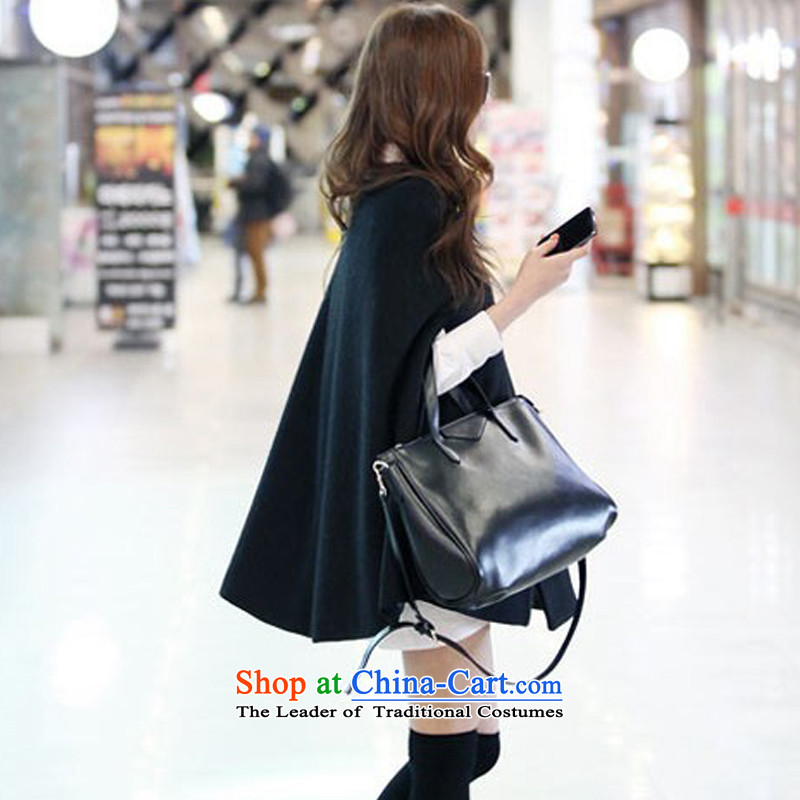 2015 Autumn and winter new PDQC gross female Korean jacket? fresh small loose larger gross cloak? coats that long mantle shawl a black jacket  XXL,PDQC,,, shopping on the Internet