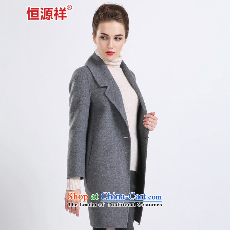Hengyuan Cheung gross coats female 2015 Winter Olympics?) Ms. new wool coat fashion, long?) V-Neck double-side of the gray jacket coat girl S Hengyuan Cheung shopping on the Internet has been pressed.