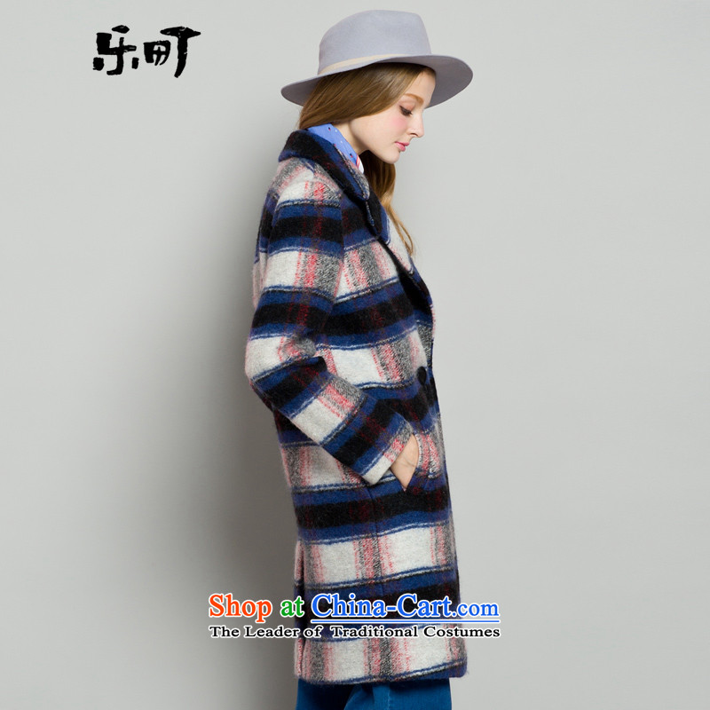 Lok-machi 2015 Autumn new gross coats H type is then coat lapel latticed woolen coat in long jacket, Plaid S/155, Lok-machi , , , shopping on the Internet