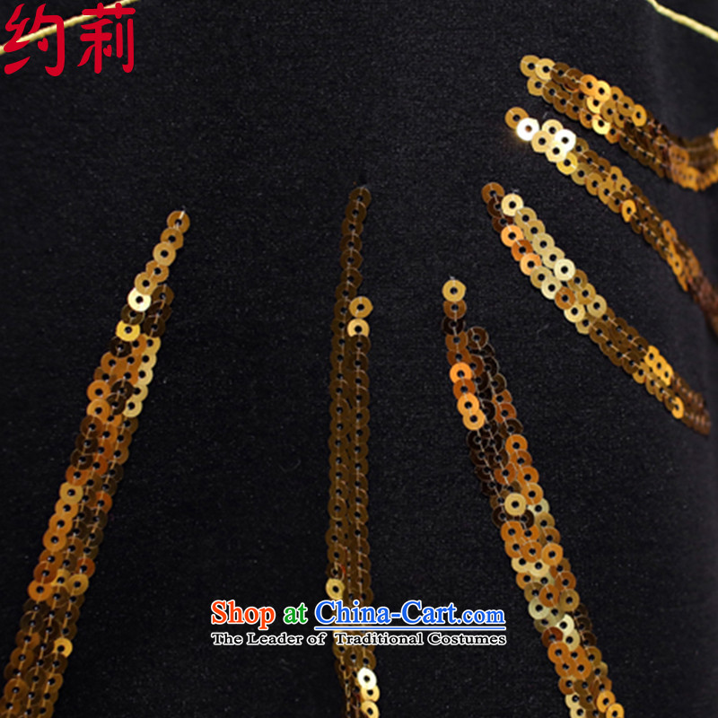 Approximately 201 Li dongqiu new larger female Korean long-sleeved in Sau San long a knitting dress L153 Wong printed black  XL, about Li , , , shopping on the Internet