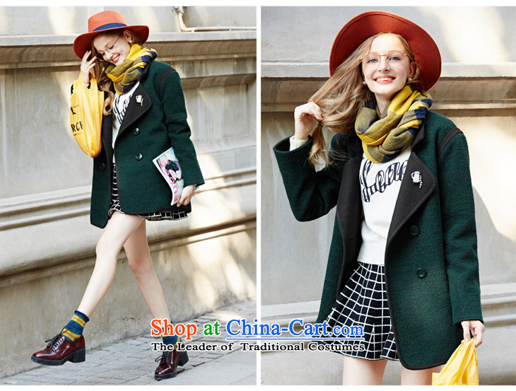 Lok-machi 2015 Autumn new gross lapel coat? a wool coat in long woolen coat, double-dark green jacket S/155 picture, prices, brand platters! The elections are supplied in the national character of distribution, so action, buy now enjoy more preferential! As soon as possible.