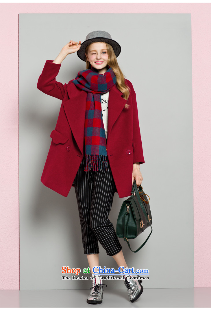 Lok-machi 2015 Autumn new gross coats large roll collar? a wool coat cocoon style woolen coat, double-jacket, dark red M/160 picture, prices, brand platters! The elections are supplied in the national character of distribution, so action, buy now enjoy more preferential! As soon as possible.