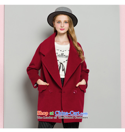 Lok-machi 2015 Autumn new gross coats large roll collar? a wool coat cocoon style woolen coat, double-jacket, dark red M/160 picture, prices, brand platters! The elections are supplied in the national character of distribution, so action, buy now enjoy more preferential! As soon as possible.