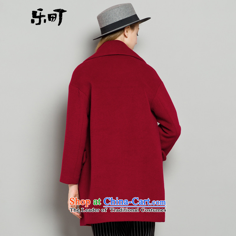 Lok-machi 2015 Autumn new gross coats large roll collar? a wool coat cocoon style woolen coat, double-jacket, dark red M/160, Lok-machi , , , shopping on the Internet