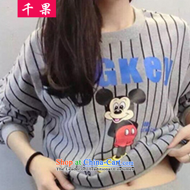 Thousands of autumn 2015 a new fruit) thick MM stripe graphics thin sweater pants leisure sports suits to intensify the loose video thin two Kit 5989 Light Gray 5XL175-215 around 922.747, thousands of fruit (QIANGUO shopping on the Internet has been press