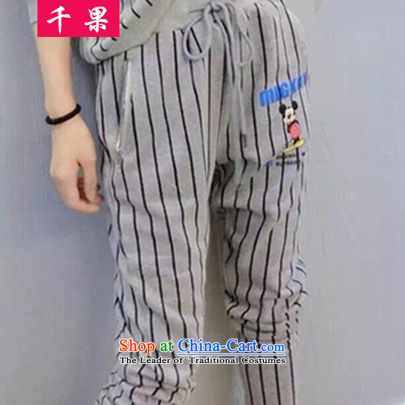 Thousands of autumn 2015 a new fruit) thick MM stripe graphics thin sweater pants leisure sports suits to intensify the loose video thin two Kit 5989 Light Gray 5XL175-215 around 922.747, thousands of fruit (QIANGUO shopping on the Internet has been press