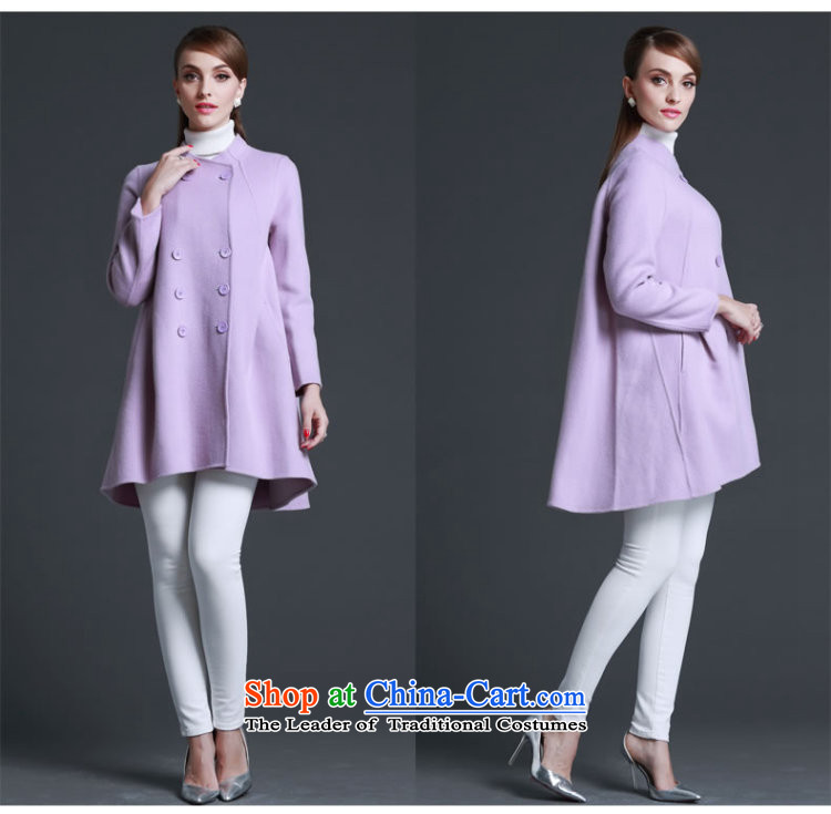 2015 Autumn and winter new double-side cashmere overcoat girl? a gross wool coat in long purple mantle  L picture, prices, brand platters! The elections are supplied in the national character of distribution, so action, buy now enjoy more preferential! As soon as possible.