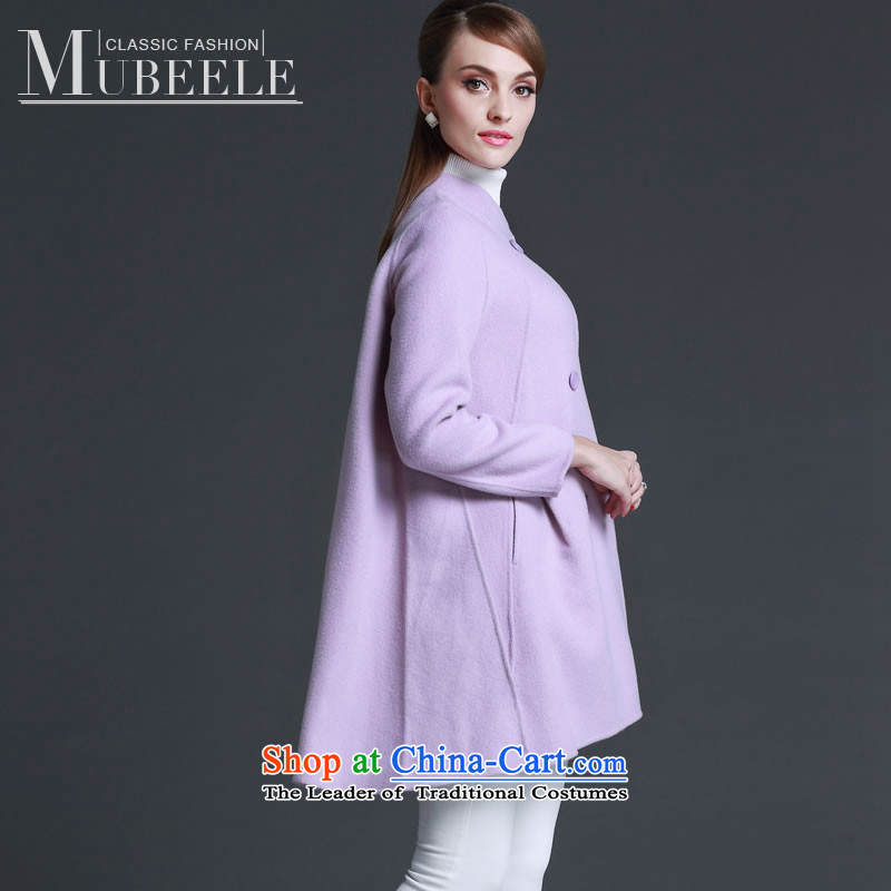 2015 Autumn and winter new double-side cashmere overcoat girl? a gross wool coat in long purple mantle  , L, the hundreds of 158 (MUBEELE shopping on the Internet has been pressed.)