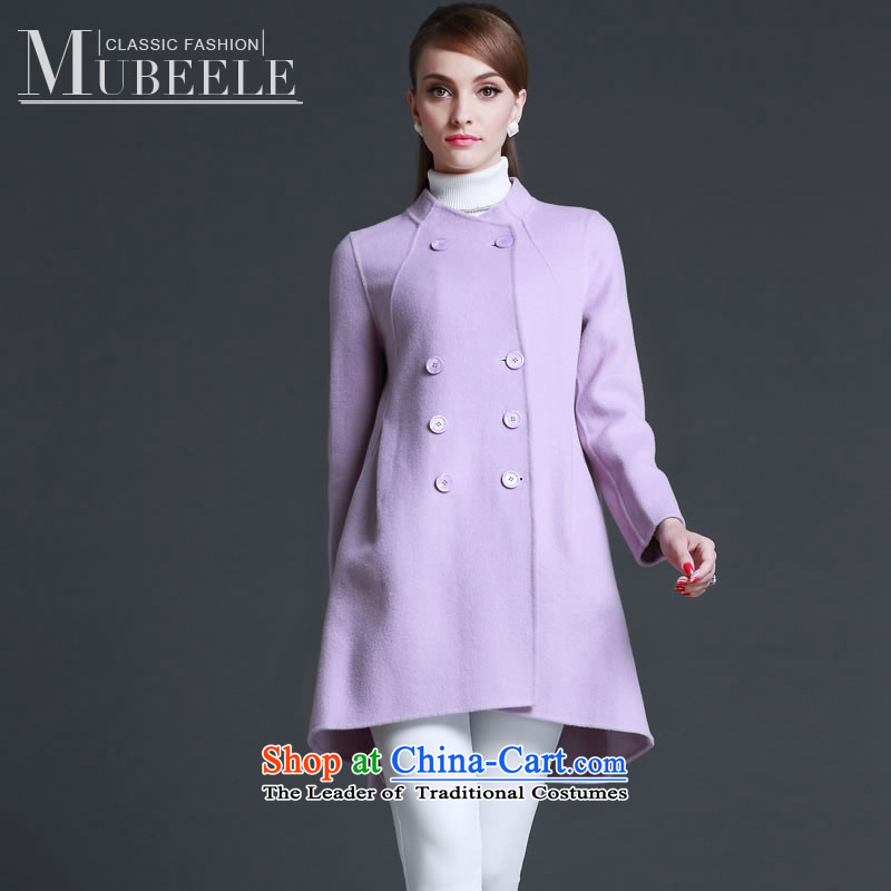 2015 Autumn and winter new double-side cashmere overcoat girl? a gross wool coat in long purple mantle  , L, the hundreds of 158 (MUBEELE shopping on the Internet has been pressed.)