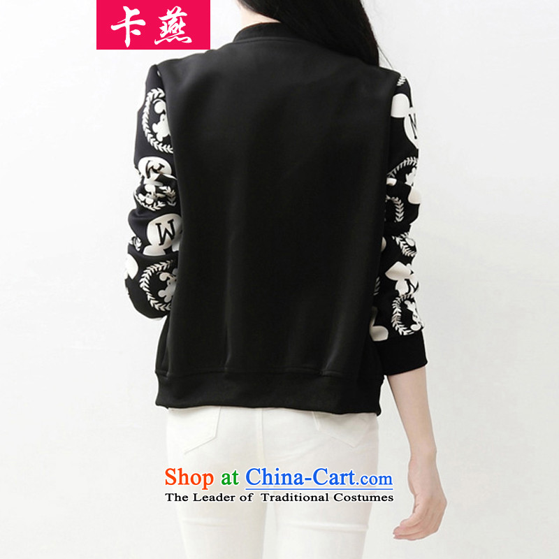 Card Yin to xl female western autumn and winter load new thick MM THIN short of Sau San video small jacket Mickey stamp sportswear cardigan jacket 098 Black 5XL, card Yan Shopping on the Internet has been pressed.