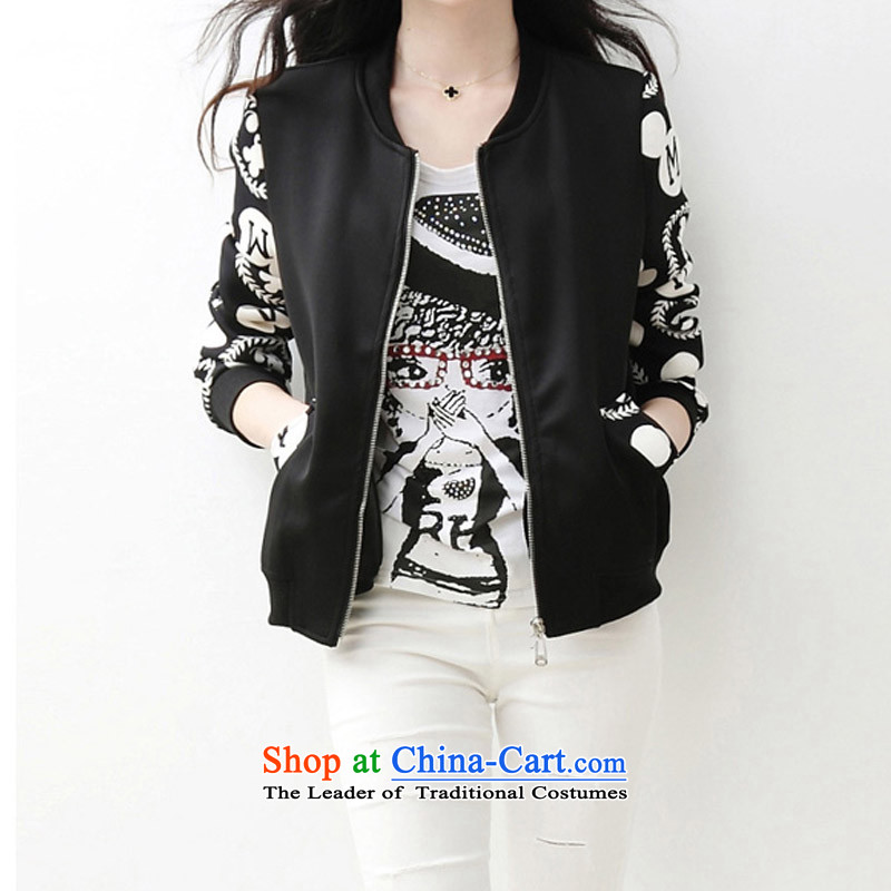 Create the  2015 autumn billion new Korean version of large numbers of ladies retro pattern cuff leisure video thin jacket baseball services white L, billion FF9302 gymnastics shopping on the Internet has been pressed.