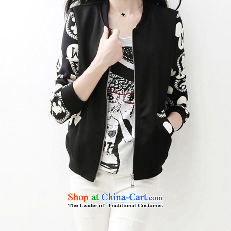 Create the  2015 autumn billion new Korean version of large numbers of ladies retro pattern cuff leisure video thin jacket baseball services white L, billion FF9302 gymnastics shopping on the Internet has been pressed.
