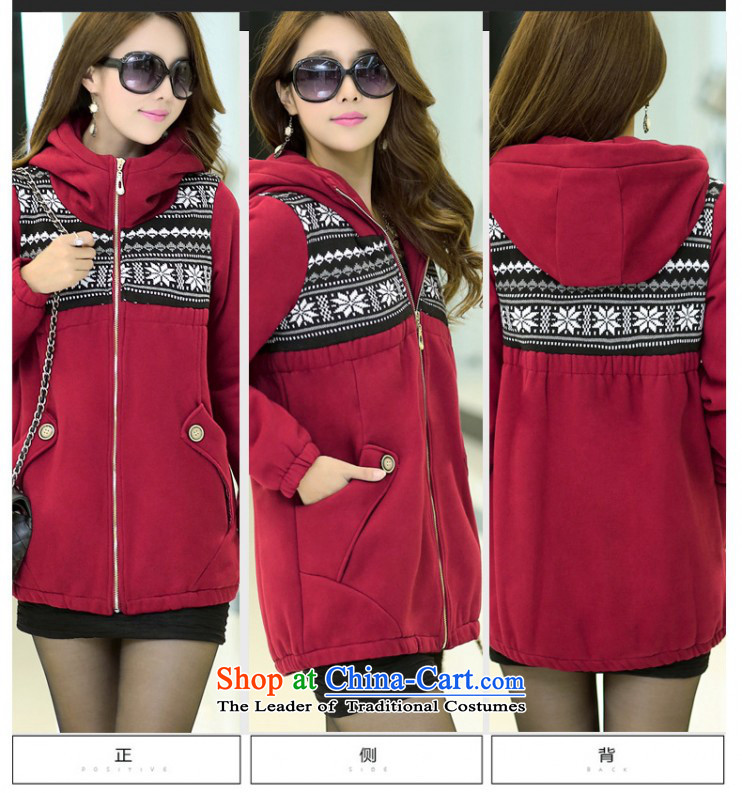 In the autumn of qixi, the sister of thick winter load winter jackets for larger female 3X4X5X thick Korean version of the MM long with cap pattern sweater cotton jacket female wine red      6XL suitable for 200-230 catty pictures, prices, brand platters! The elections are supplied in the national character of distribution, so action, buy now enjoy more preferential! As soon as possible.