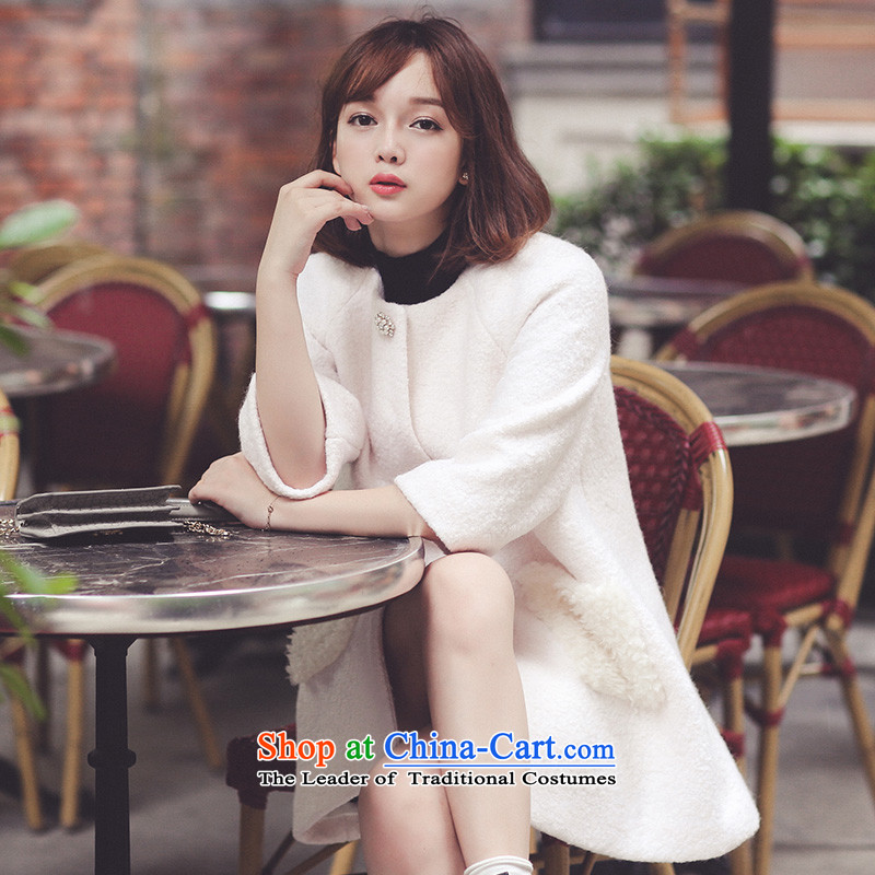 Ha-na 2015 winter clothing graphics temperament pure color jacket 254206002 Lamb Maomao? m White M Ha-na (shinena) , , , shopping on the Internet