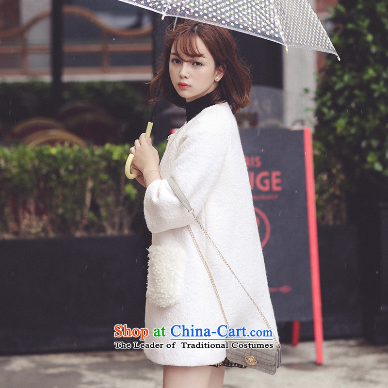 Ha-na 2015 winter clothing graphics temperament pure color jacket 254206002 Lamb Maomao? m White M Ha-na (shinena) , , , shopping on the Internet
