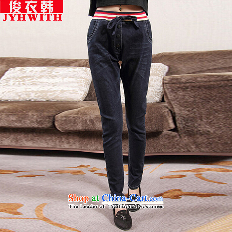 Mr James TIEN Yi Won thick mm thick Girls' High Load autumn graphics, increase to thin female jeans thick 200catty large children code women autumn and winter thick sister pants spring black and gray?5XL suitable for 175 to 200 catties of Fat Fat