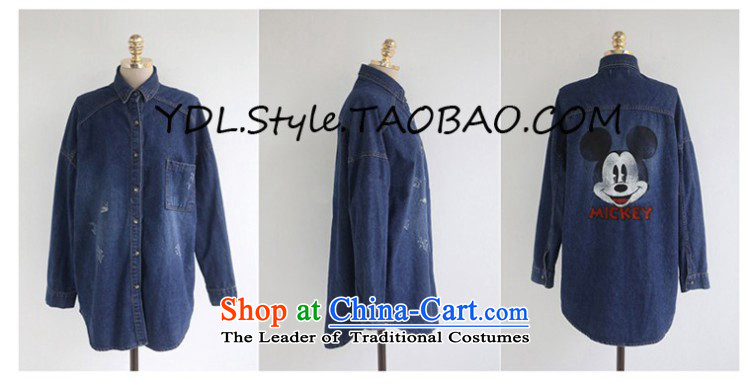 2015 Spring and Fall new Korean version of large numbers of ladies relaxd thick MM thick, Hin students shirts, blouses thick sister thin in the long load cowboy jacket coat autumn dark blue L picture, prices, brand platters! The elections are supplied in the national character of distribution, so action, buy now enjoy more preferential! As soon as possible.