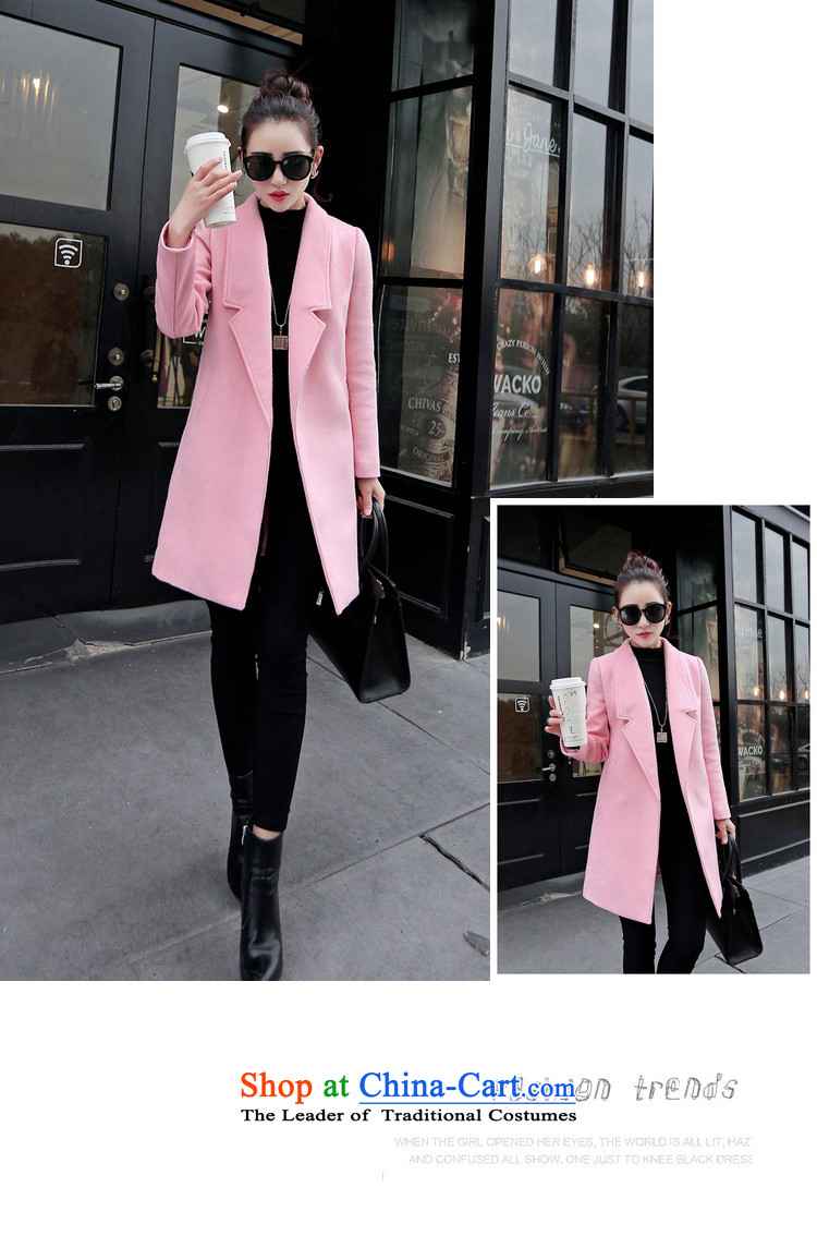 The population exposed in Arabic 2015 autumn and winter Selina Chow Korea version long Leisure pure color coats female gross? lapel? 