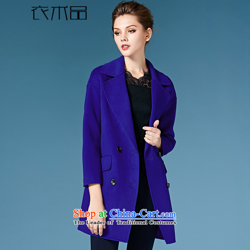 Yi Art  2015 autumn and winter new two-sided cashmere overcoat jacket in gross? long hair? coats female Western Sapphire Blue , L, Yi Art , , , shopping on the Internet