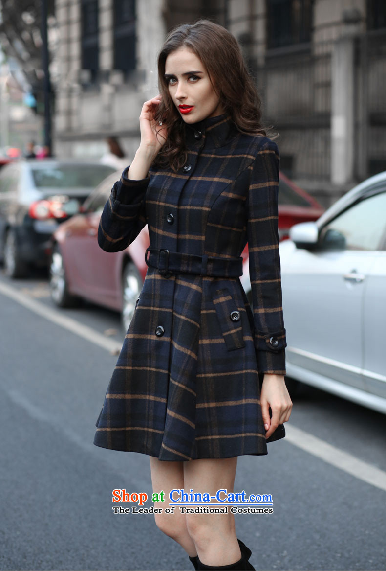 Gubin Na 2015 autumn and winter New Sau San collar large grid-coats jacket in gross? Long 773.3 navy blue L picture, prices, brand platters! The elections are supplied in the national character of distribution, so action, buy now enjoy more preferential! As soon as possible.