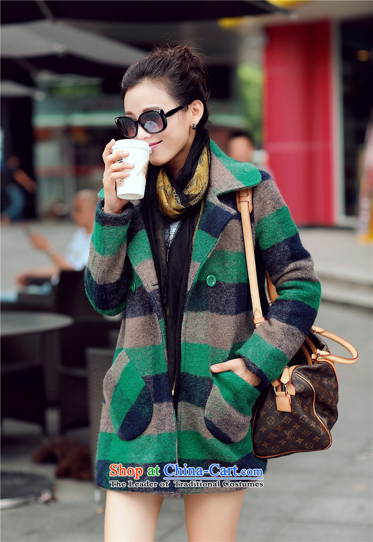 In his son? jacket coat women gross in long)? 2015 autumn and winter coats the new Korean women's stylish latticed wool coat for winter winter? On the new green M picture, prices, brand platters! The elections are supplied in the national character of distribution, so action, buy now enjoy more preferential! As soon as possible.