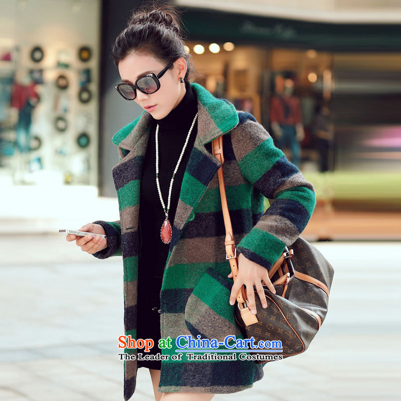 In his son? jacket coat women gross in long)? 2015 autumn and winter coats the new Korean women's stylish latticed wool coat for winter winter? On the new green M 莜 Arpina (YOURFAVOR) , , , shopping on the Internet