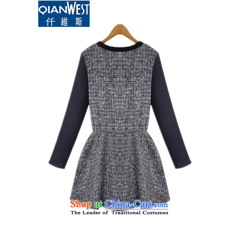 The 2015 Europe KVA larger female 200 catties thick MM new round-neck collar long-sleeved checkered skirt thick sister video thin dresses 1671 dark red 2XL recommendations 120-140, 250 weight (QIANWEISI) , , , shopping on the Internet