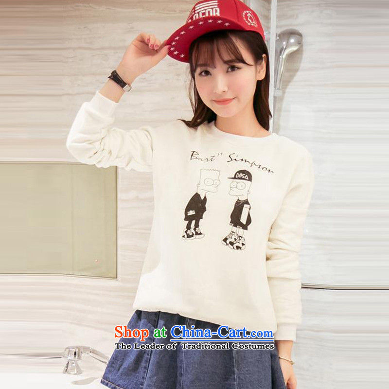 Create the 2015 autumn billion new Korean version of large numbers of female graphics thin wild card through long-sleeved T-shirt stamp forming the neck shirtGT8905two individualsM