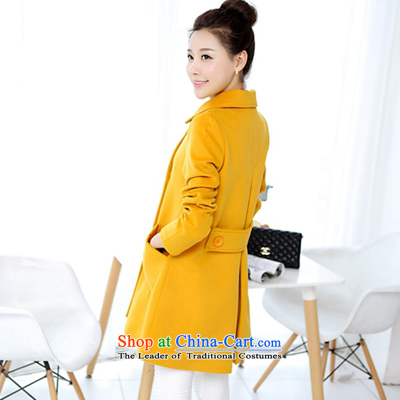 The various big Ying Female dress code 2015 autumn and winter new Korean version long lapel a wool coat jacket coat female YM19# gross? XXXXL(180-200), YING YUN , , , Yellow shopping on the Internet