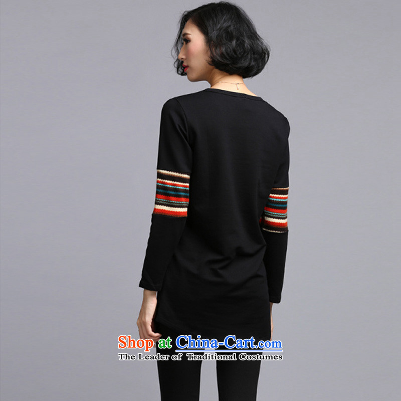 The Champs Elysees Love  2015 Autumn Honey new liberal video in thin long thick MM long-sleeved T-shirt, forming the female black shirt XXXXXL, Heung-Love (XIANGAIMI honey) , , , shopping on the Internet