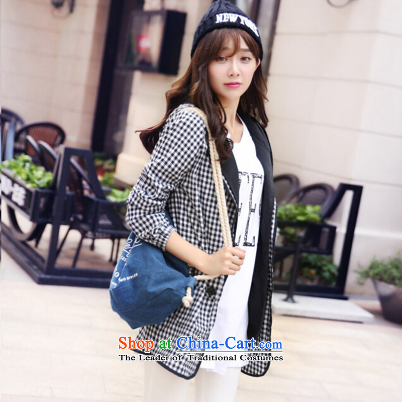 Elisabeth wa concluded to intensify Ms. card jacket thick Mei Women 200 catties XL LADIES CARDIGAN thick girls' Graphics thin, Korea version of large numbers of female windbreaker thick Tien large black and white, for 180 to 200 5XL catty, Elisabeth Wa is