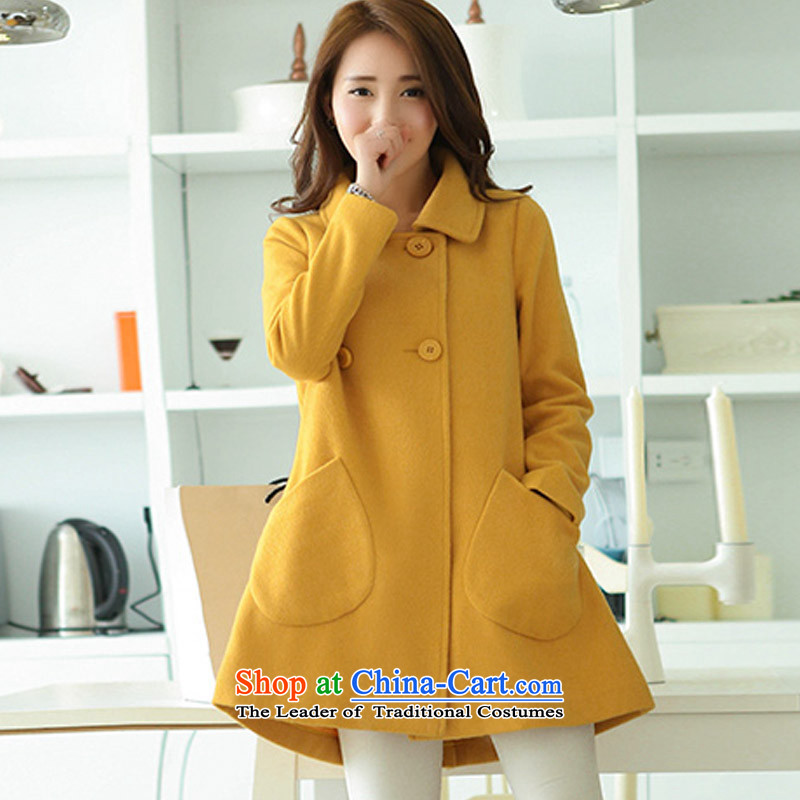 Create the  2015 autumn billion new Korean version of large numbers of female graphics thin long in Sau San reverse collar double-sided gross a wool coat windbreaker G495 navy XXL, billion gymnastics shopping on the Internet has been pressed.