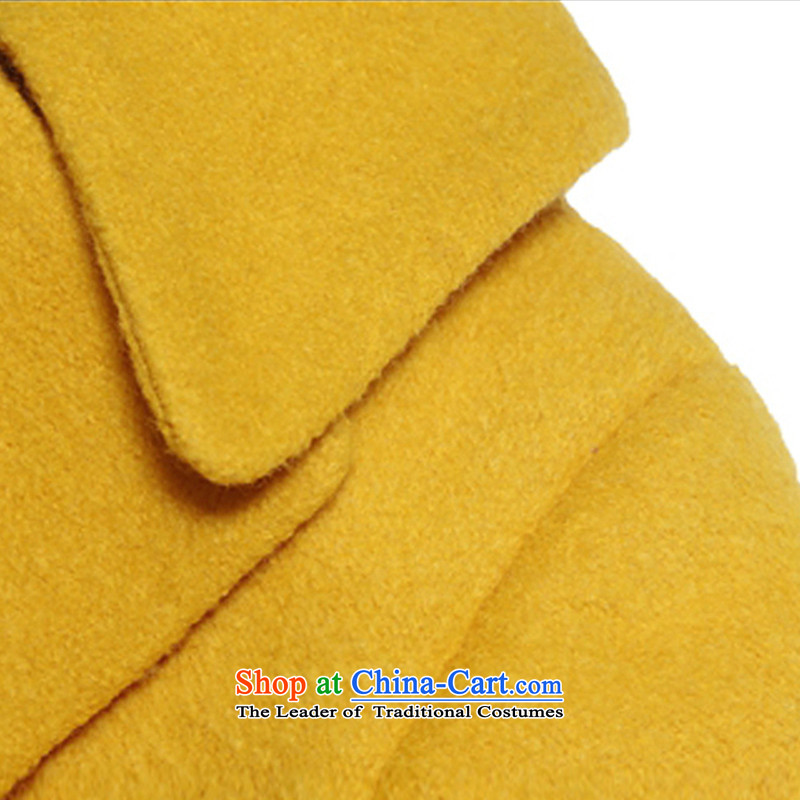 The first Han 2015 Fall/Winter Collections new Korean in thick long wool Sau San a wool coat female yellow , L, purple han , , , shopping on the Internet