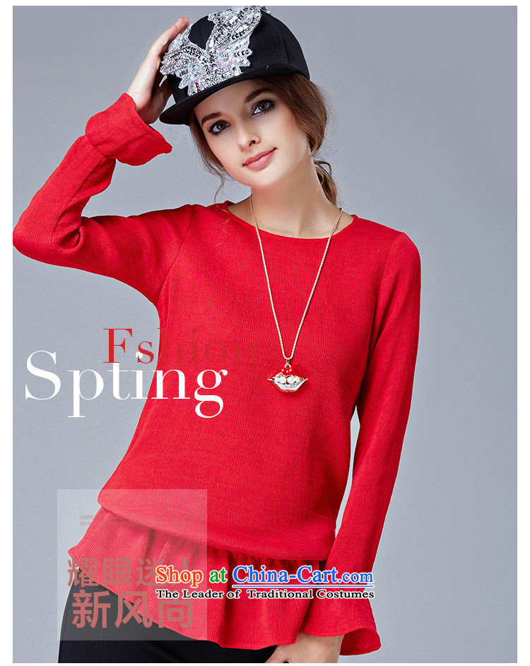 The Ni dream new) Autumn 2015 Europe to increase women's burden of code 200 mm thick stylish and simple temperament long-sleeved Knitted Shirt Female Red XXXL s1039 picture, prices, brand platters! The elections are supplied in the national character of distribution, so action, buy now enjoy more preferential! As soon as possible.