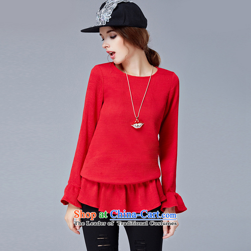 The Ni dream new) Autumn 2015 Europe to increase women's burden of code 200 mm thick stylish and simple temperament long-sleeved Knitted Shirt female s1039 XXXL, red, Connie Dream , , , shopping on the Internet