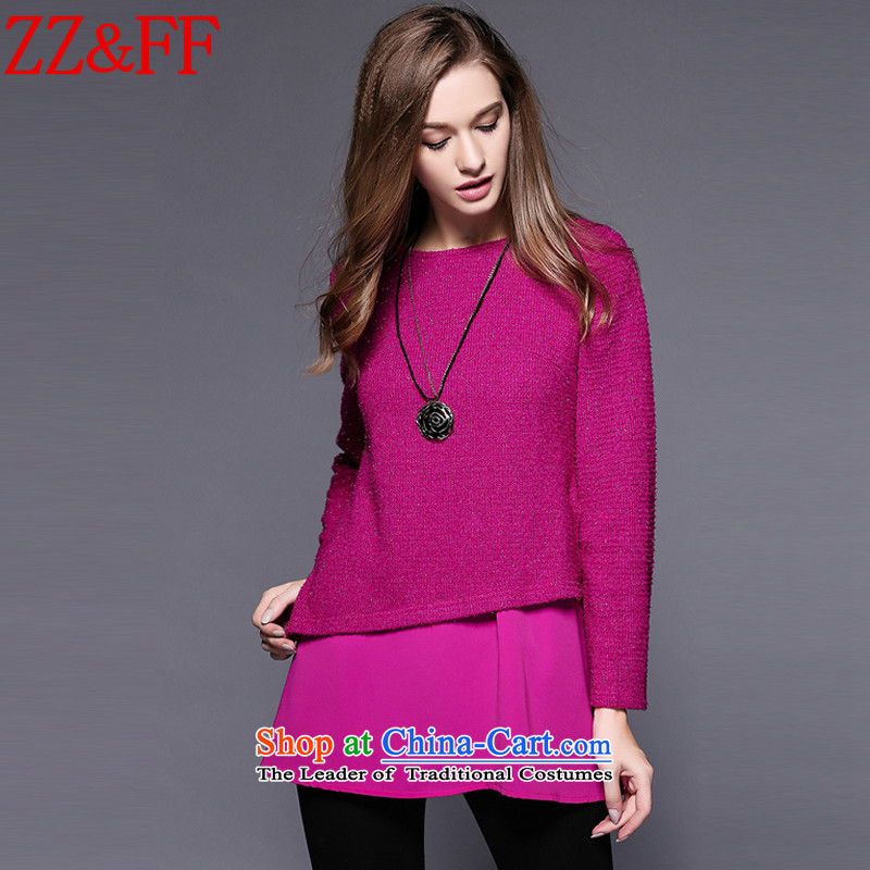 The autumn 2015 new Zz&ff larger women leave two loose video thin coat long-sleeved sweater T-shirt girl in red XXXL,ZZ&FF,,, ZZS9618 shopping on the Internet