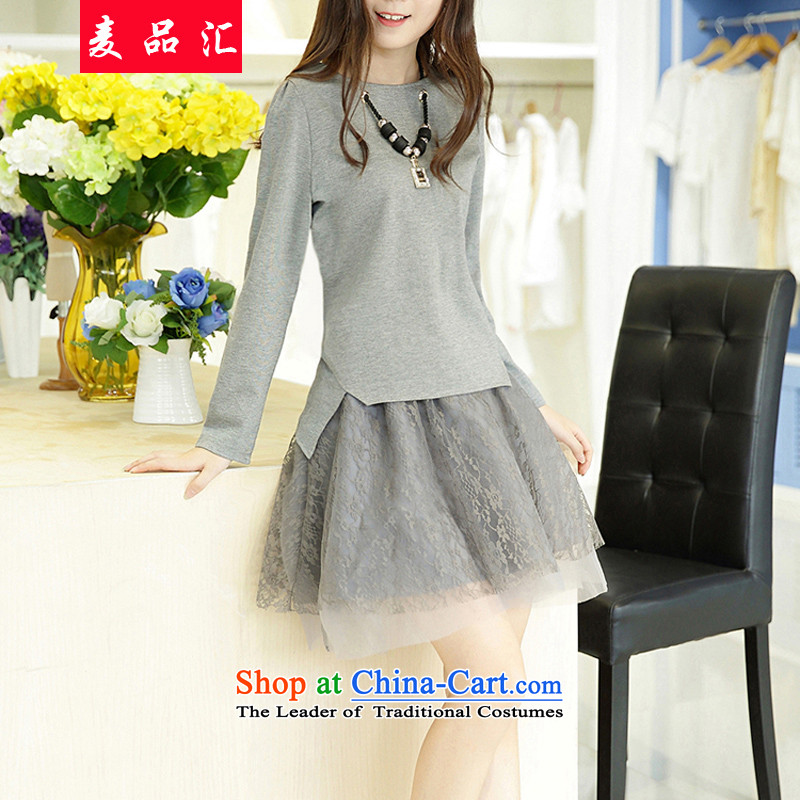 Mr Hui 2015 autumn and winter, new larger female Euro root yarn, forming the skirt kit to increase long-sleeved mm thick video thin two kits 001 light gray 3XL, Mak products removals by sinks , , , shopping on the Internet