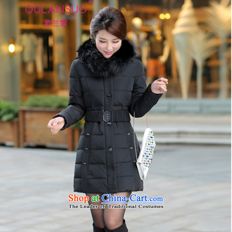 In 2015, OSCE, the new Korean version of winter in long thick nagymaros collar hoodie cotton coat larger downcoat 1309# female black XXXL, OSCE assessment (OULANSUO) , , , shopping on the Internet