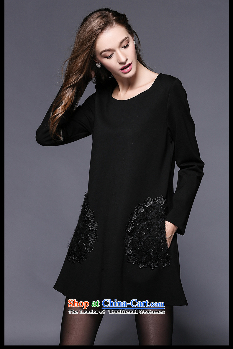 The Ni dream new) Autumn 2015, Europe and the large number of ladies thick mm beads loose staples embroidered temperament video thin long-sleeved dresses y3456 XXXXL black picture, prices, brand platters! The elections are supplied in the national character of distribution, so action, buy now enjoy more preferential! As soon as possible.