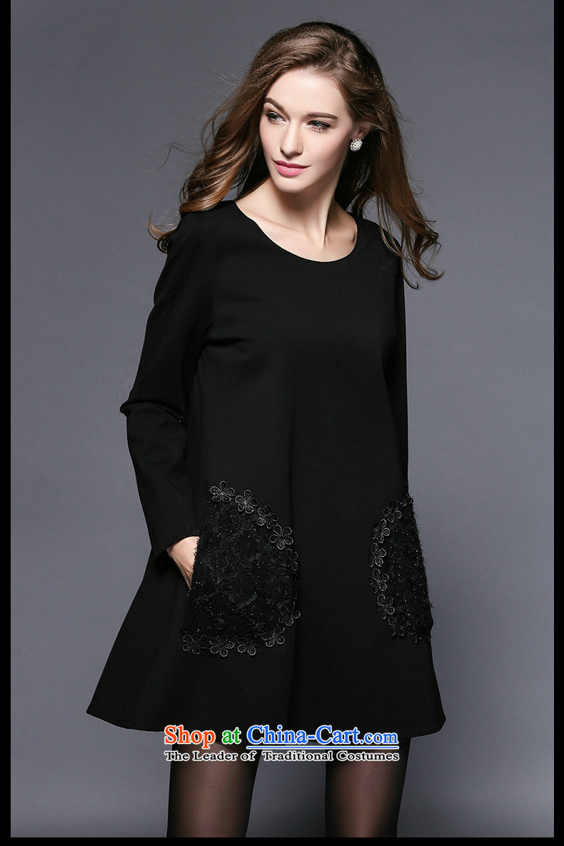 The Ni dream new) Autumn 2015, Europe and the large number of ladies thick mm beads loose staples embroidered temperament video thin long-sleeved dresses y3456 XXXXL black picture, prices, brand platters! The elections are supplied in the national character of distribution, so action, buy now enjoy more preferential! As soon as possible.