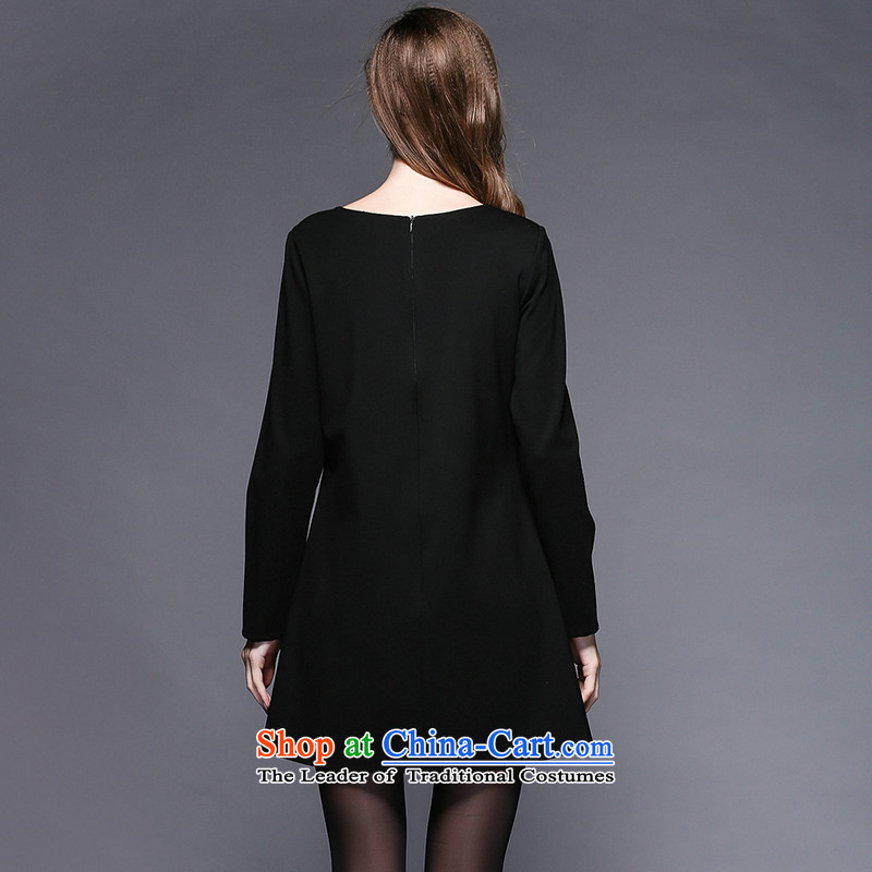 The Ni dream new) Autumn 2015, Europe and the large number of ladies thick mm beads loose staples embroidered temperament video thin long-sleeved dresses y3456 XXXXL, Black, Connie Dream , , , shopping on the Internet