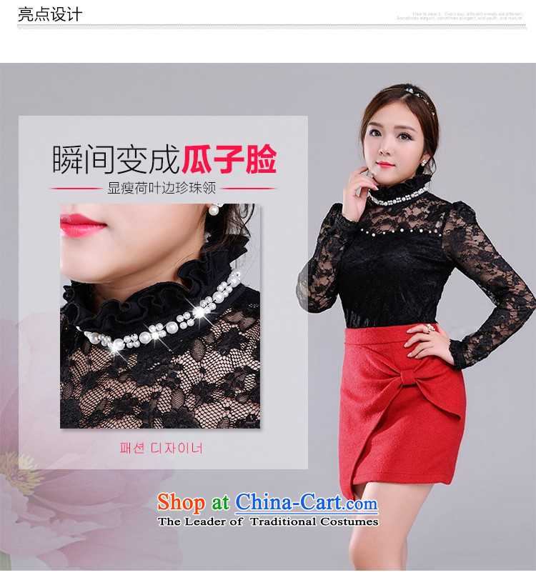 C.o.d. XL Dress Shirt 2015 new autumn replacing staple pearl lace Mock-Neck Shirt lace shirt, forming the long-sleeved T-shirt and black shirt 5XL small Mei about 185-200 catty picture, prices, brand platters! The elections are supplied in the national character of distribution, so action, buy now enjoy more preferential! As soon as possible.