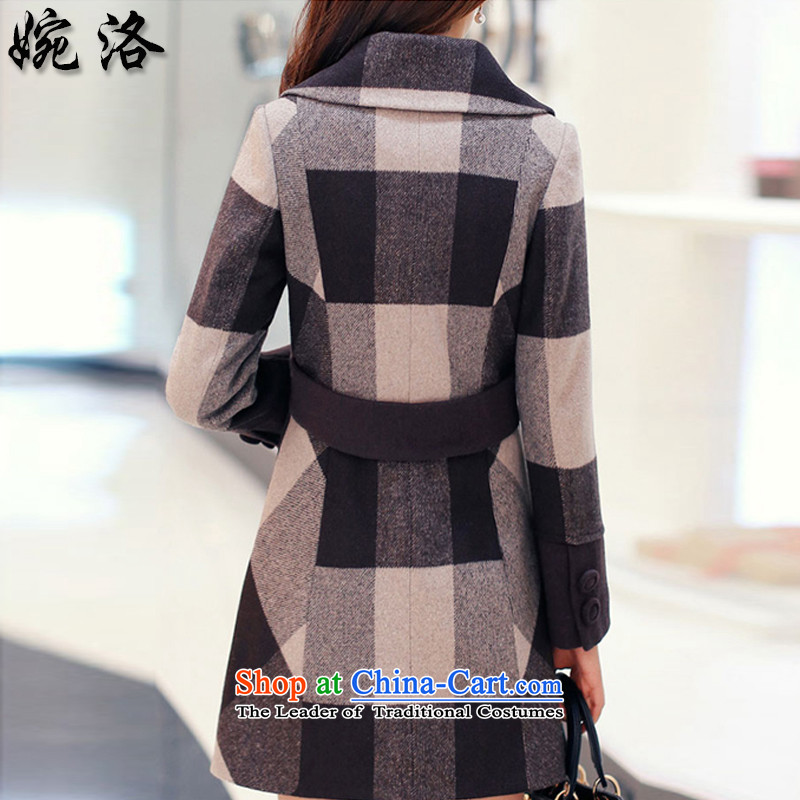 The 2015 autumn Yuen new Korean female Grid) jacket coat NRJ9487 Sau San cream XL, Yuen (wanluo) , , , shopping on the Internet