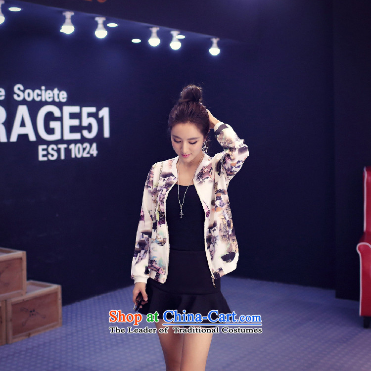 Create the  2015 autumn billion new Korean digital printing jacket female flowers graffiti loose long-sleeved clothing CARDIGAN F9026 baseball  XXXXL white picture, prices, brand platters! The elections are supplied in the national character of distribution, so action, buy now enjoy more preferential! As soon as possible.