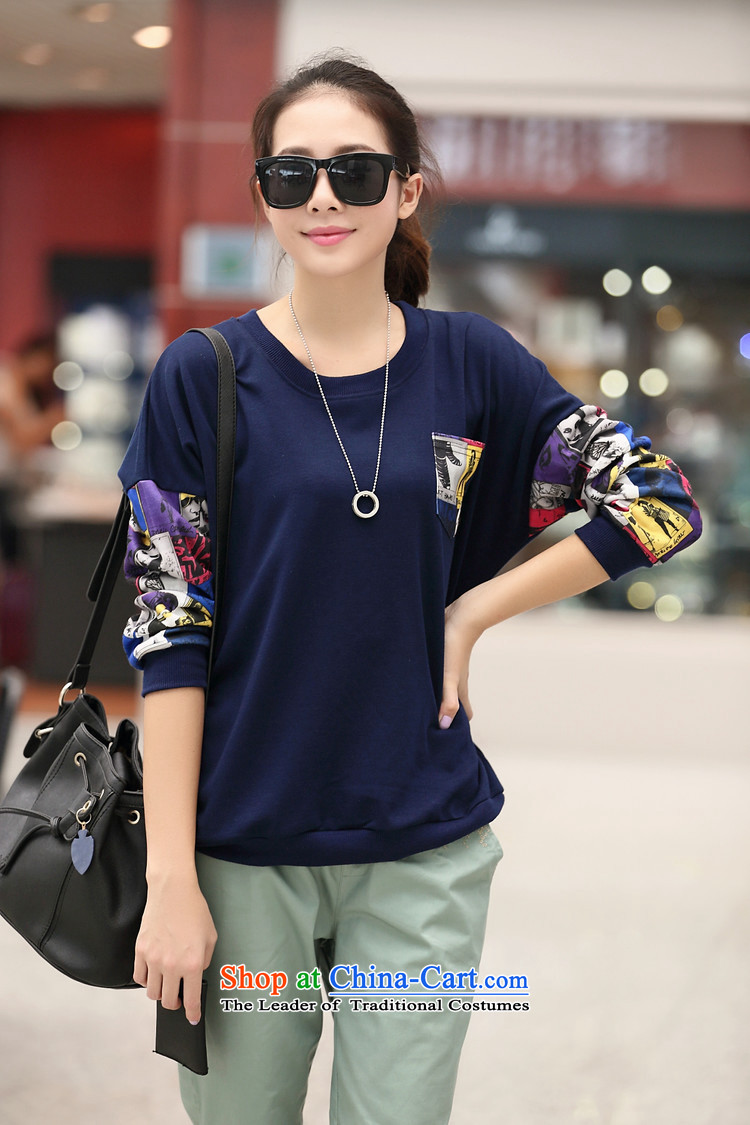 Gangnam-gu  2015 new large taste code women fall/winter collections to increase the burden of Europe and the long-sleeved thickened 200 plus lint-free T-shirt, forming the Netherlands 760 dark blue - General recommendations 160-190 catty 3XL, pictures, prices, brand platters! The elections are supplied in the national character of distribution, so action, buy now enjoy more preferential! As soon as possible.
